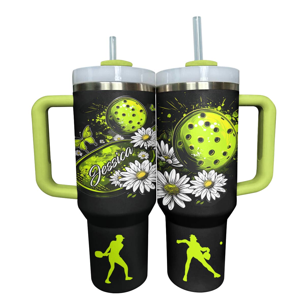 Shineful Personalized Tumbler Gorgeous Pickleball Flowers