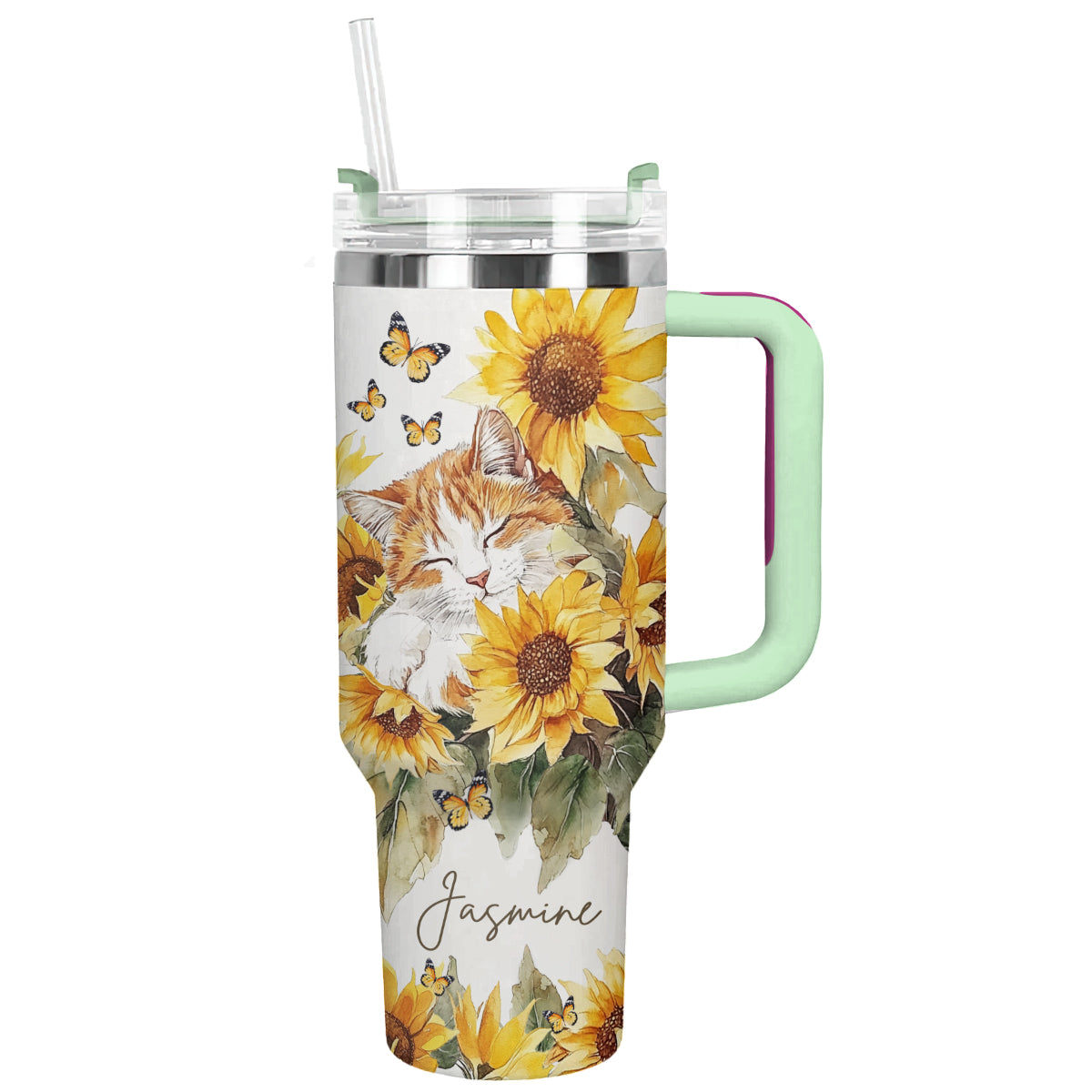 Shineful Tumbler Personalized Cat With Sunflower Ver 1