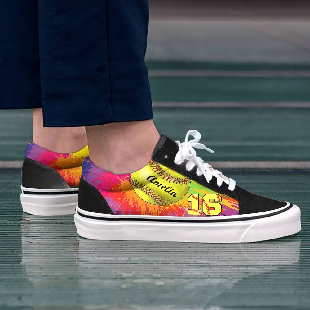 Shineful Sneakers Personalized Colorful Softball