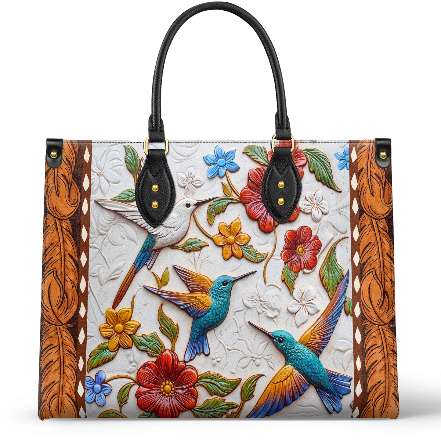 Shineful Leather Bag Hummingbird Blossom Flight