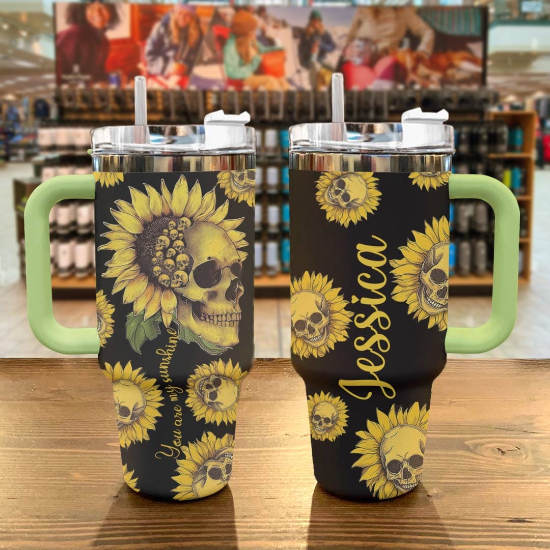 Skull Personalized 40 Oz Shinefulβ’ Tumbler You Are My Sunshine Tl10 Green 40Oz