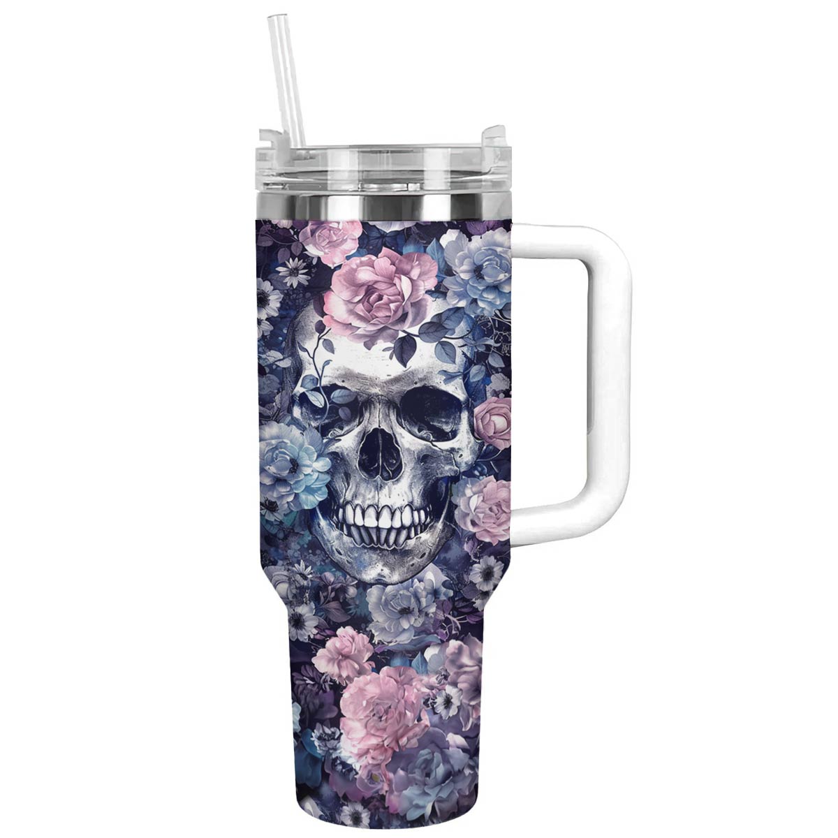 Shineful Tumbler Embraced In Roses Skull