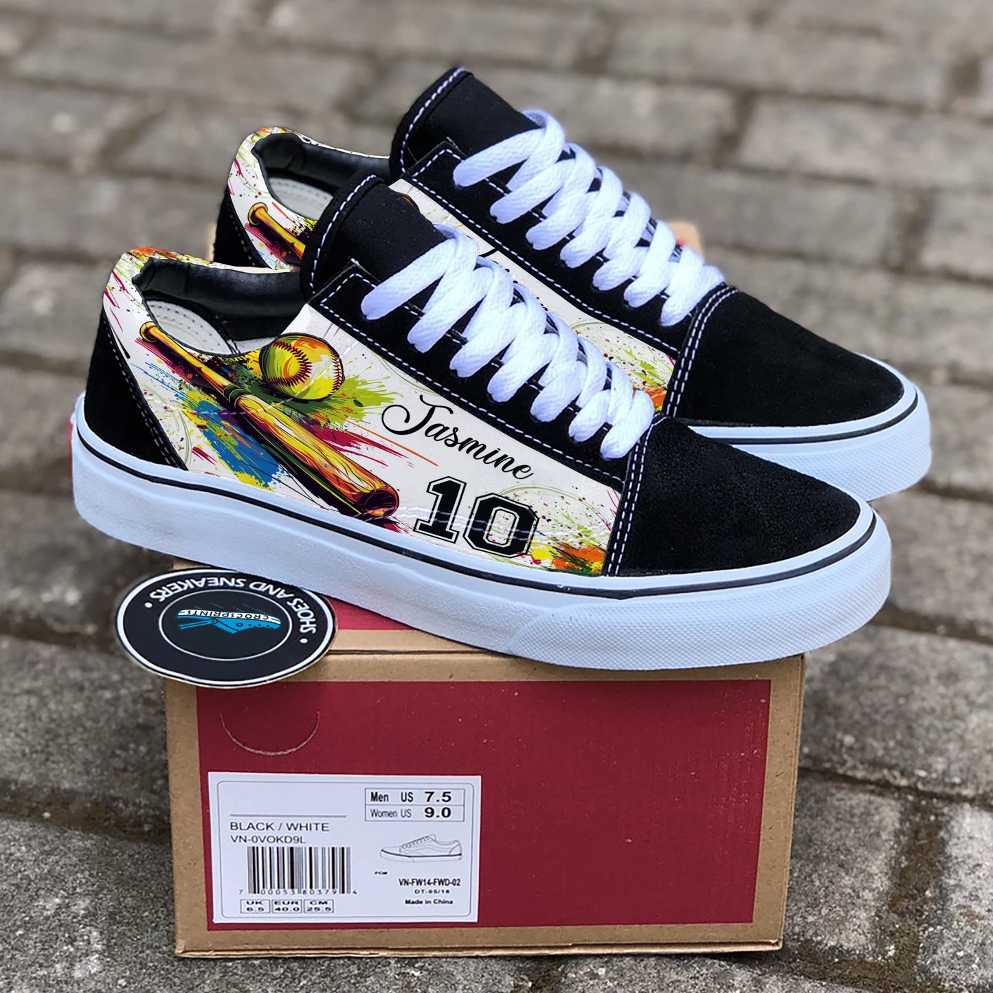 Shineful Sneakers Personalized Vibrant Softball