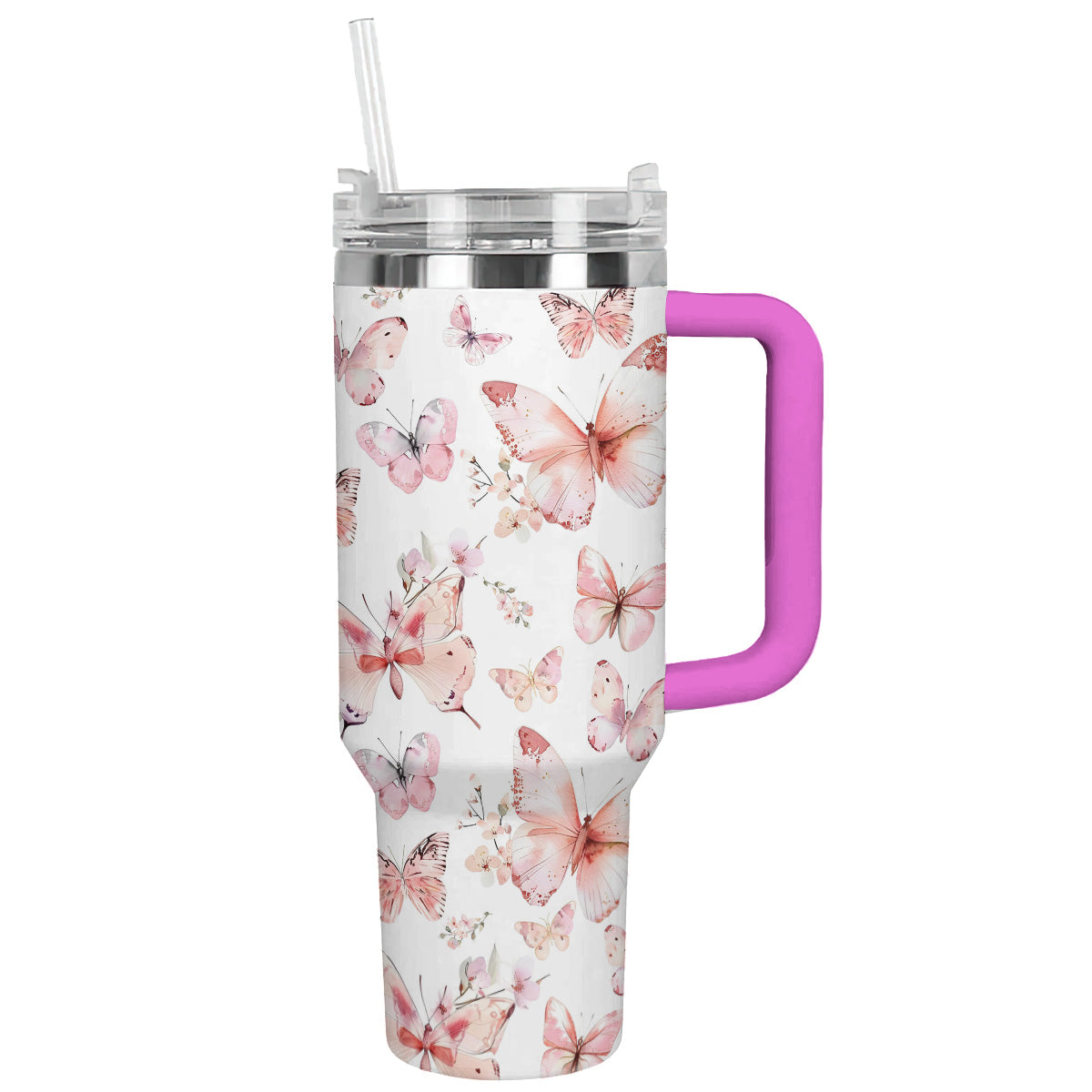 Shineful Tumbler Soft Pink Pastel Butterfly Pattern