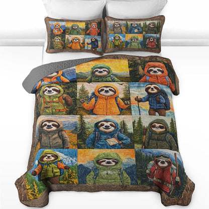 Shineful All Season Quilt 3-Piece Set Wilderness Sloth Hikers