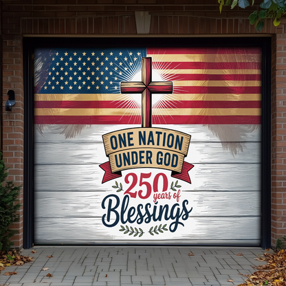 Shineful Garage Door Banner Decoration Faith Over America