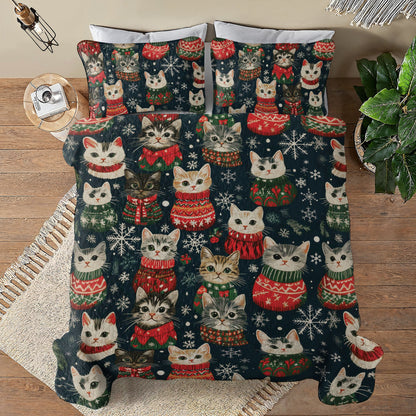 Shineful All Season Quilt 3-Piece Set Meowy Catmas