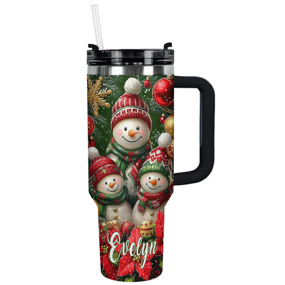 Shineful Glossy Tumbler Personalized Christmas Cozy Snowman
