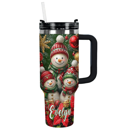 Shineful Glossy Tumbler Personalized Christmas Cozy Snowman