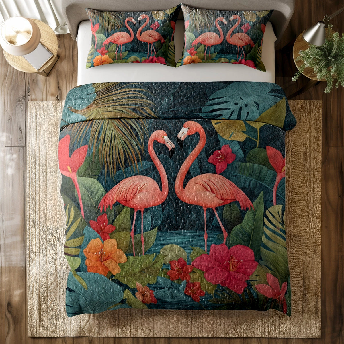 Shineful All Season Quilt 3-Piece Set - Flamingo Haven Tropical