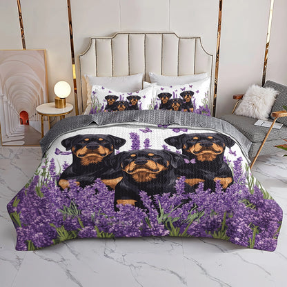 Shineful All Season Quilt 3-Piece Set - Lavender Rottweiler Dreams