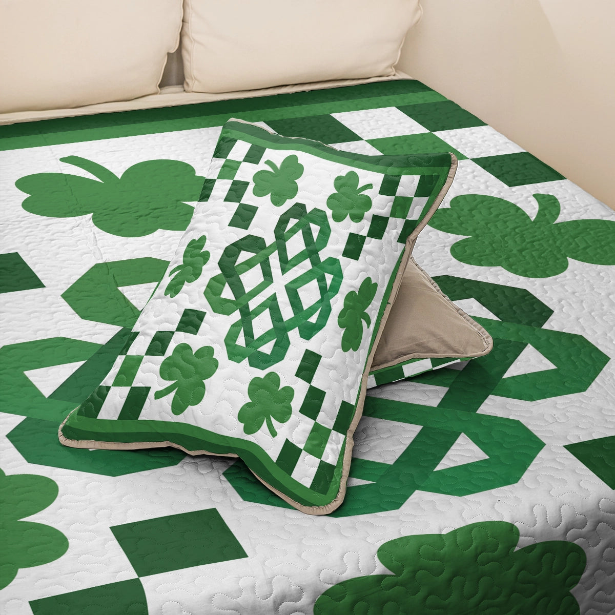 Shineful All Season Quilt 3-Piece Set - Shamrock Celtic Knot
