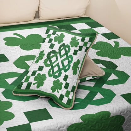 Shineful All Season Quilt 3-Piece Set - Shamrock Celtic Knot