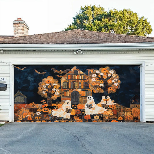 Shineful Garage Door Banner Decoration - Ghostly Books House