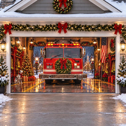 Shineful Firefighter Christmas Garage Door Banner Decoration