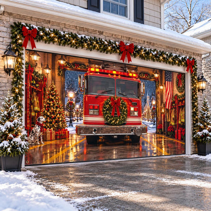 Shineful Firefighter Christmas Garage Door Banner Decoration