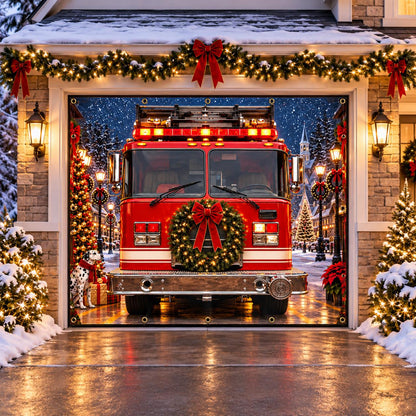 Shineful Firefighter Christmas Garage Door Banner Decoration