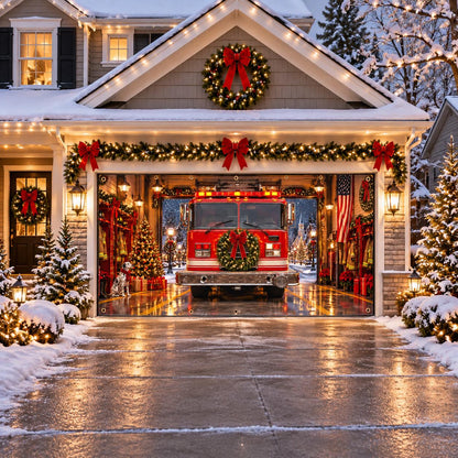 Shineful Firefighter Christmas Garage Door Banner Decoration