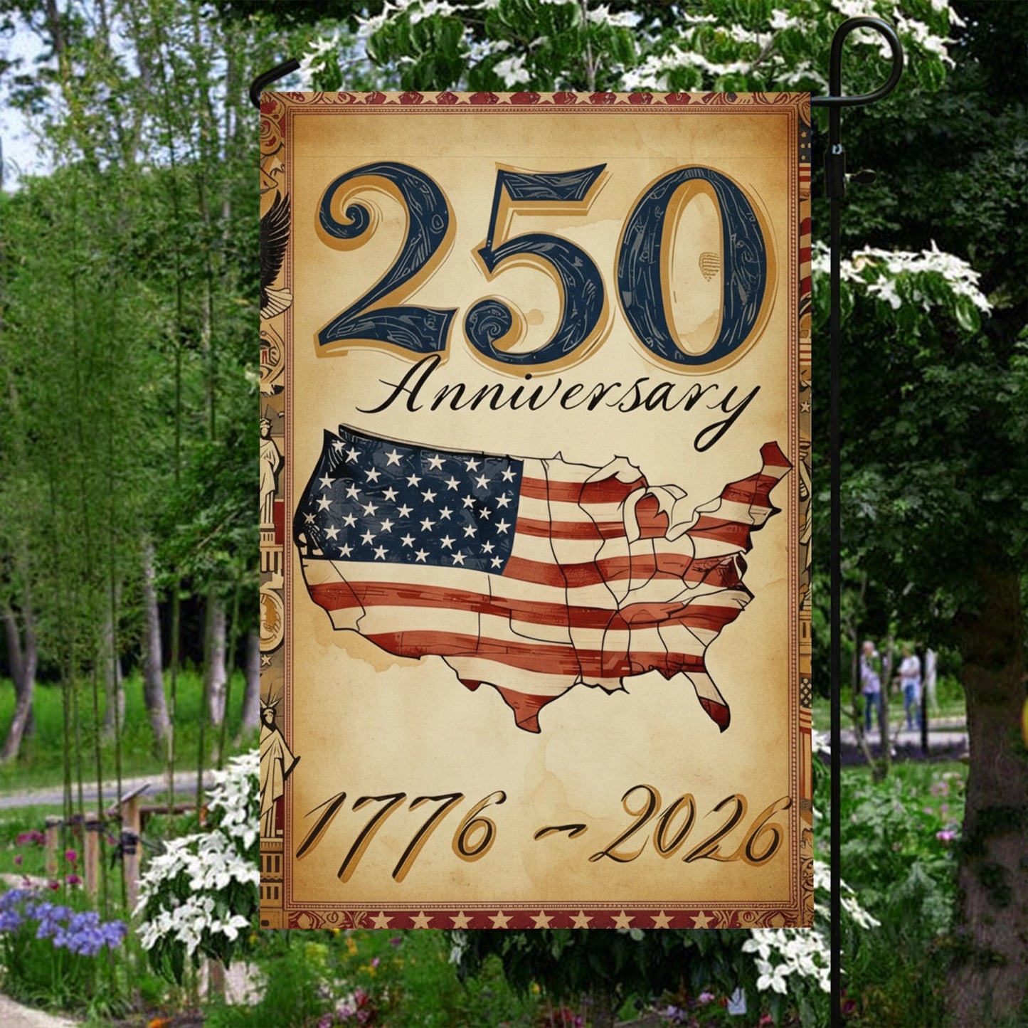Shineful Gargen Flag 12" x 18" - 250 Years of American Heritage