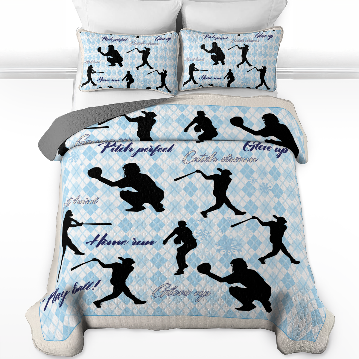 Shineful All Season Quilt 3-Piece Set - Baseball Dream Zone