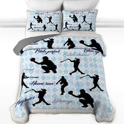 Shineful All Season Quilt 3-Piece Set - Baseball Dream Zone