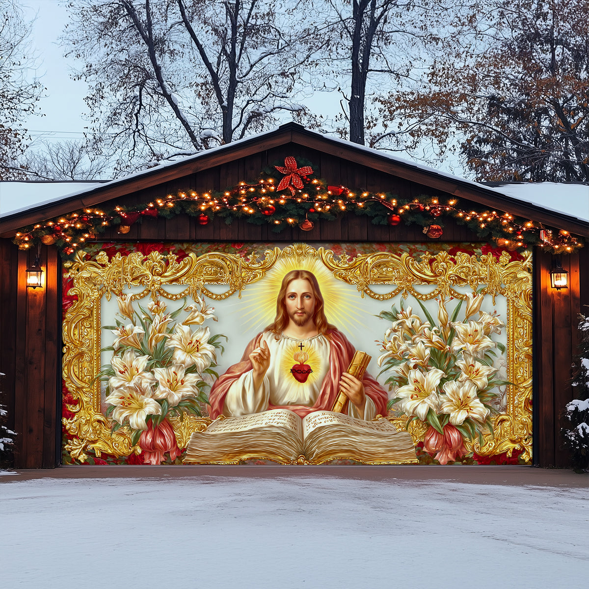 Shineful Garage Door Banner Decoration Sacred Heart