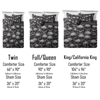 Shineful All Season Quilt 3-Piece Set - Dark Skull Abyss