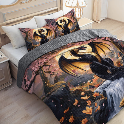 Shineful All Season Quilt 3-Piece Set - Moonlit Majesty Dragon