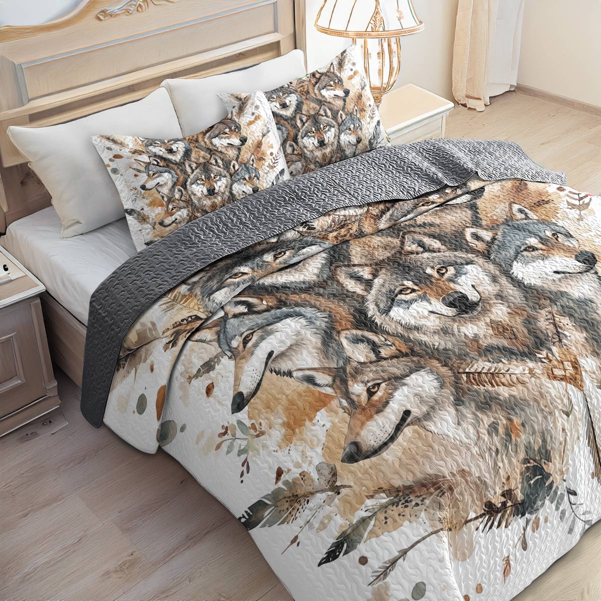 Shineful All Season Quilt 3-Piece Set - The Call Of The Wolf Pack