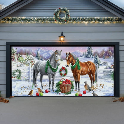 Shineful Garage Door Banner Decoration  Holiday Stable Elegance
