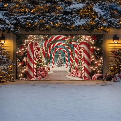 Shineful Garage Door Banner Decoration Christmas Candy Cane