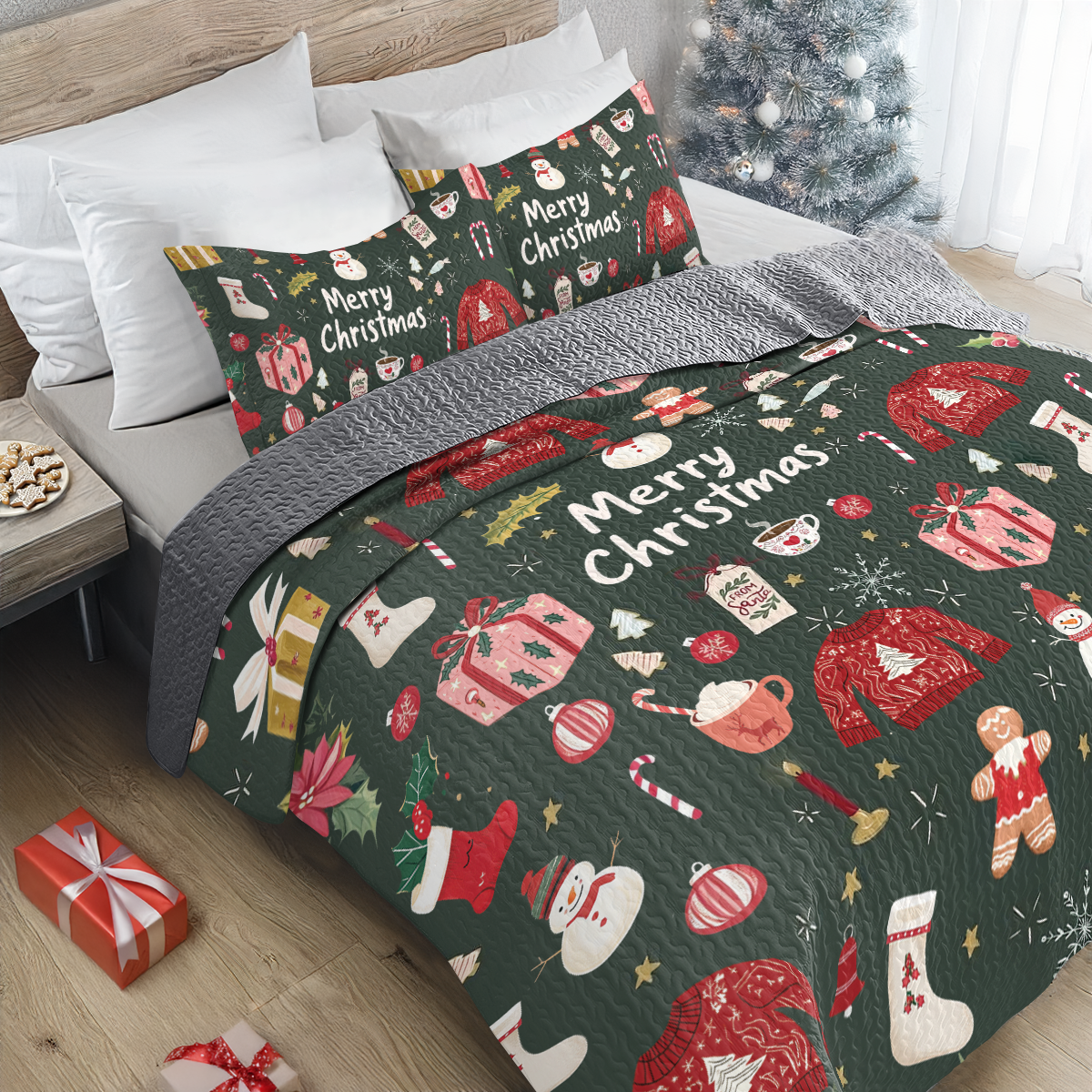 Shineful All Season Quilt 3-Piece Set Merry Cozy Christmas