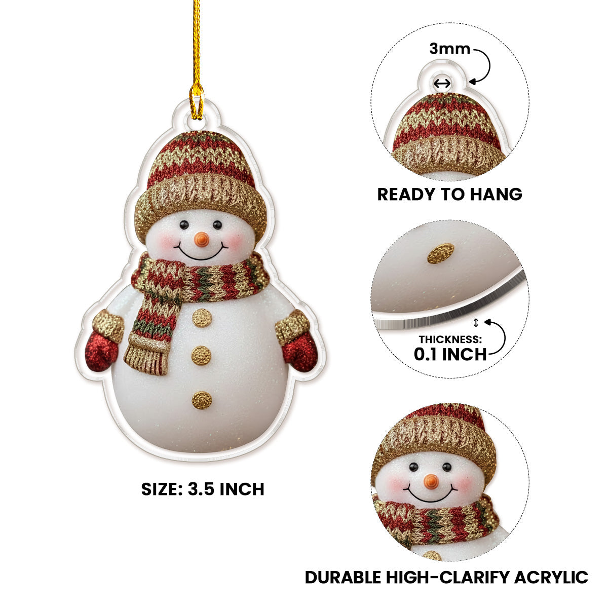 Shineful 2D Acrylic Ornament Frosty Joy Snowman