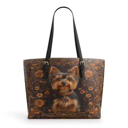 Shineful Leather Tote Bag Timeless Yorkie Charm