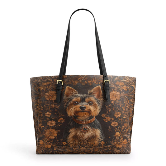 Shineful Leather Tote Bag Timeless Yorkie Charm