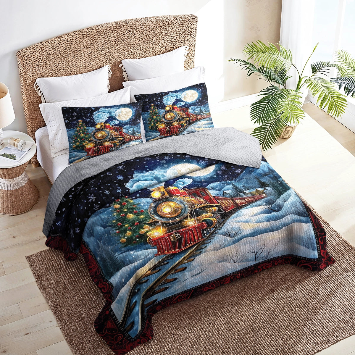 Shineful All Season Quilt 3-Piece Set Christmas Express Train