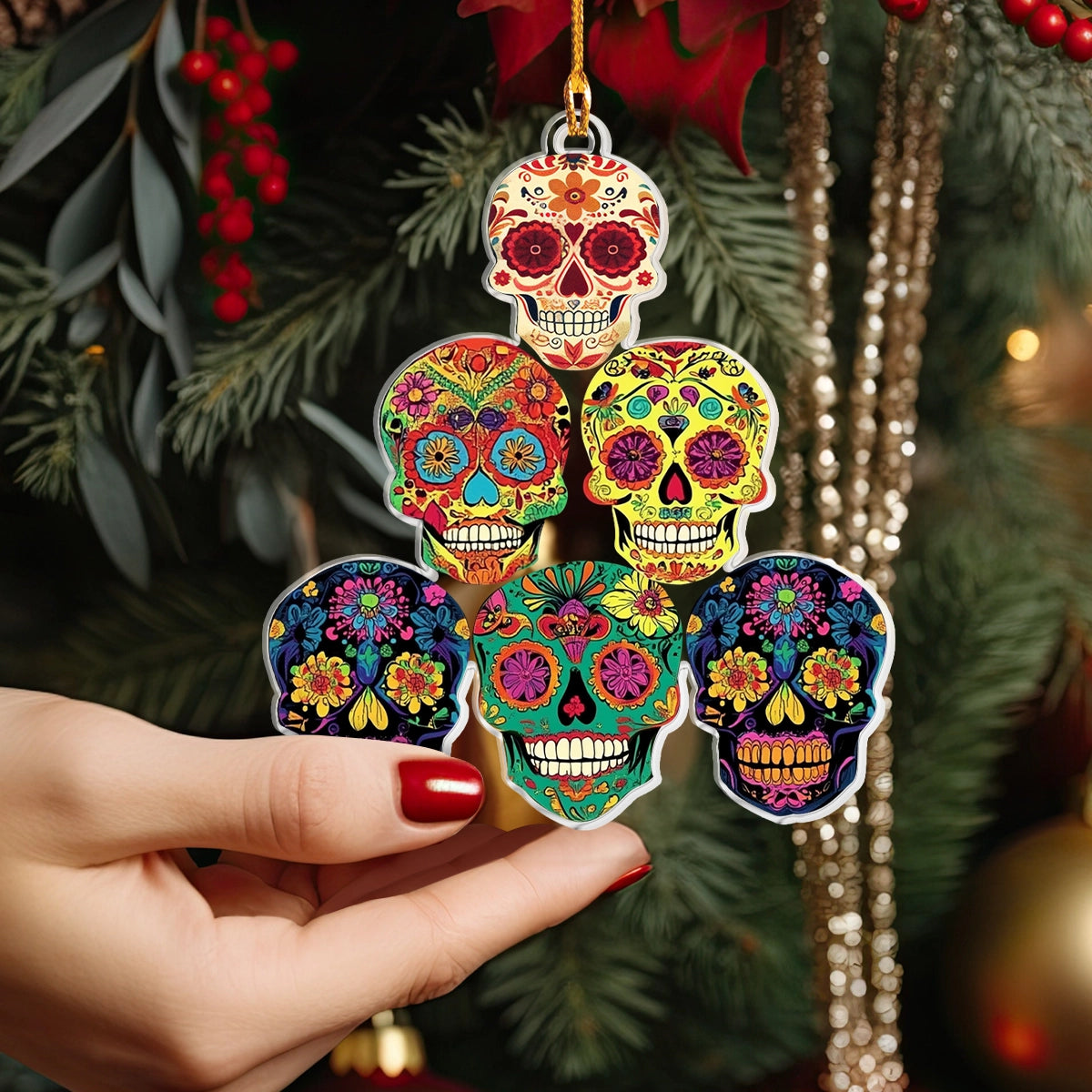 Shineful 2D Acrylic Ornament Colorful Skull