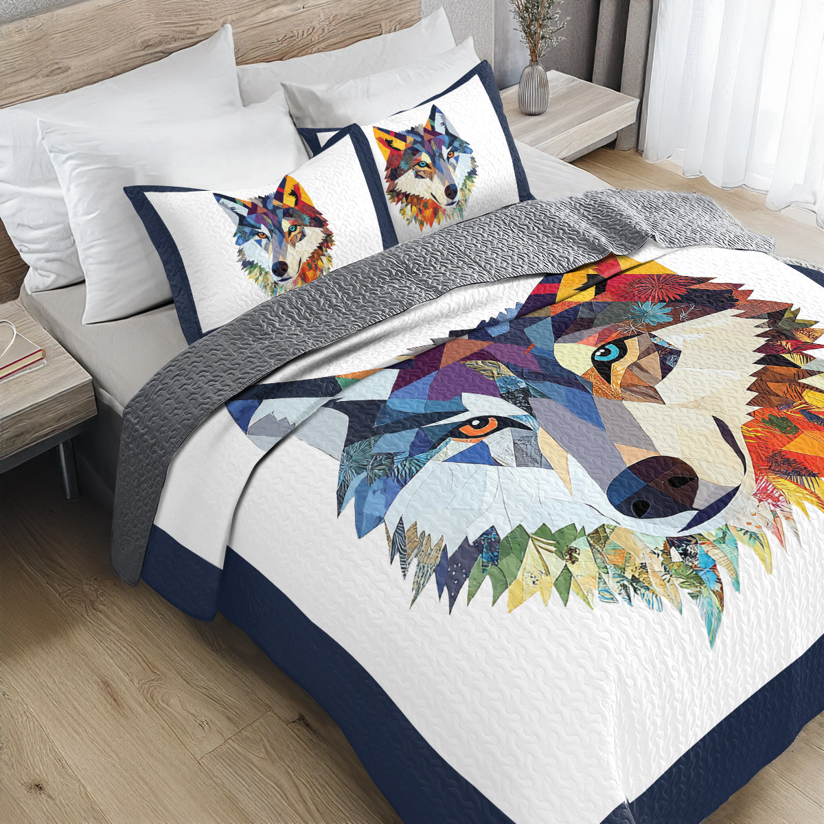 Shineful All Season Quilt 3-Piece Set - Wild Spirit Wolf