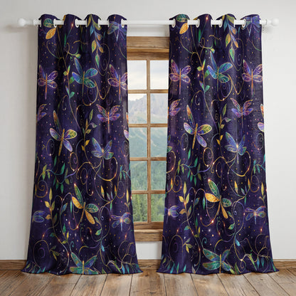 Shineful Quilted Curtain Midnight Dragonfly