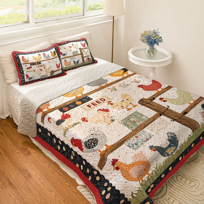 Shineful All Season Quilt 3-Piece Set Lucky Chicken