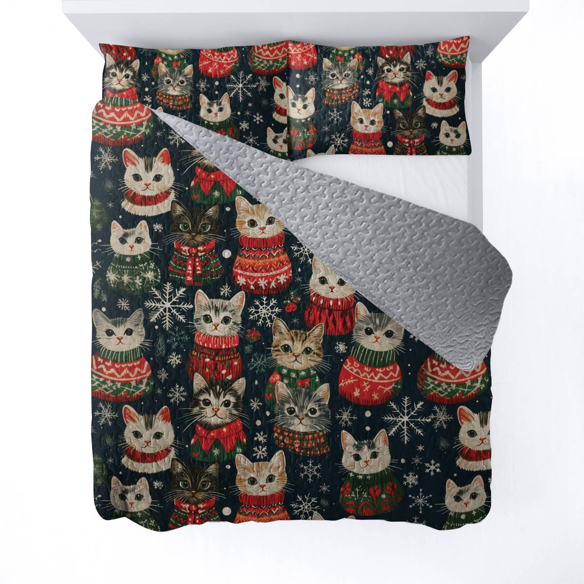 Shineful All Season Quilt 3-Piece Set Meowy Catmas
