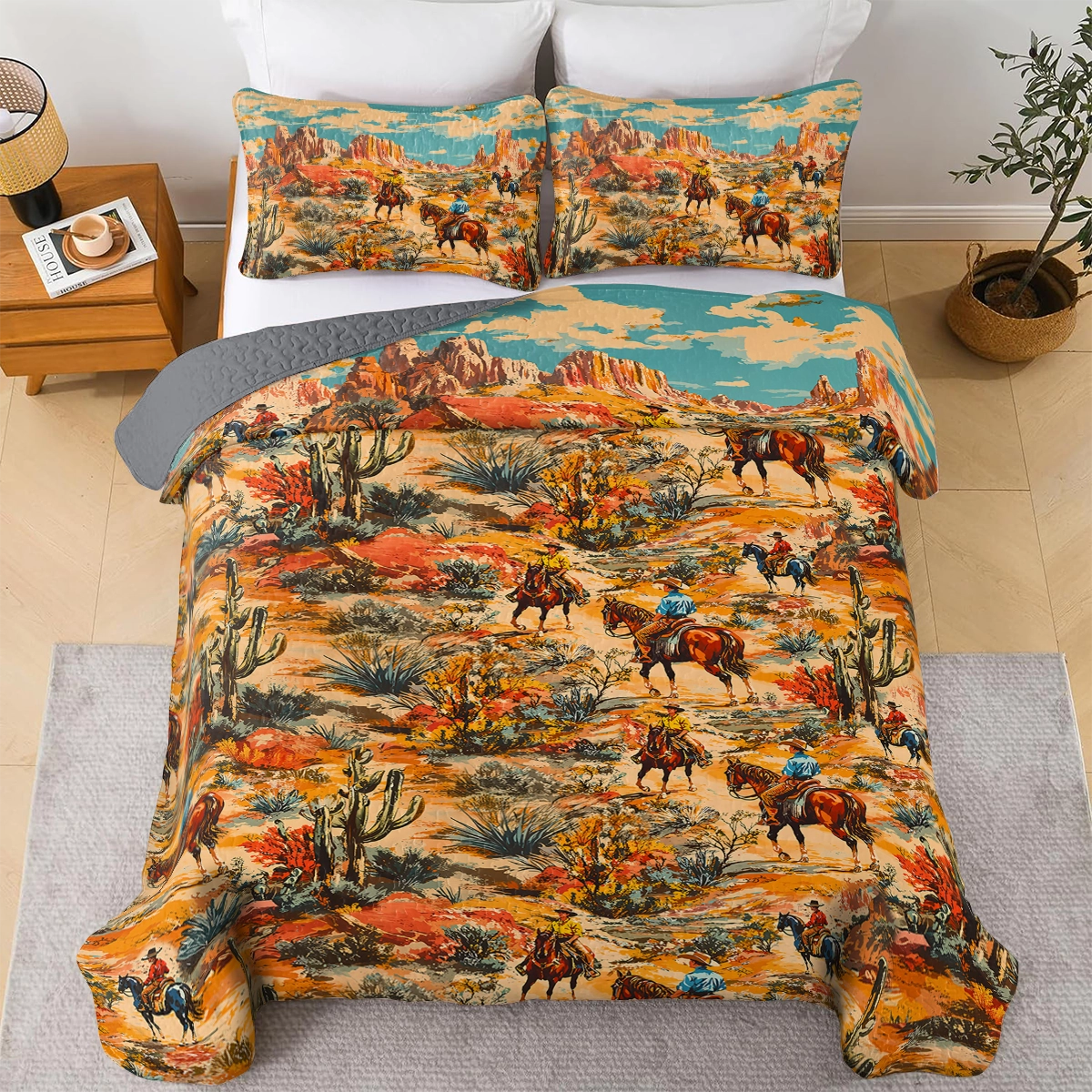 Shineful All Season Quilt 3-Piece Set Desert Cowboy Dreams