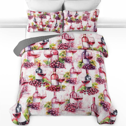 Shineful All Season Quilt 3-Piece Set Grape & Wine Bliss
