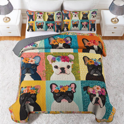 Shineful All Season Quilt 3-Piece Set Frenchie Blossom