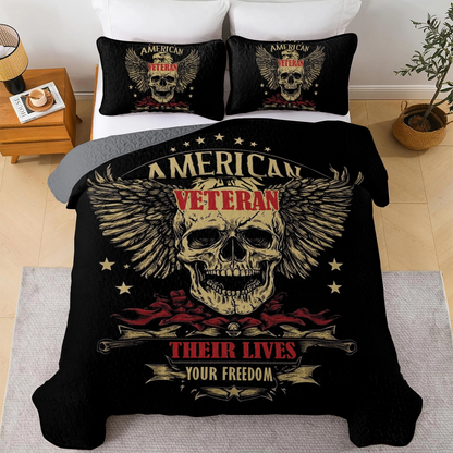 Shineful All Season Quilt 3-Piece Set American Veteran Sacrifices