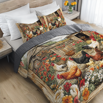 Shineful All Season Quilt 3-Piece Set Golden Morning Farm