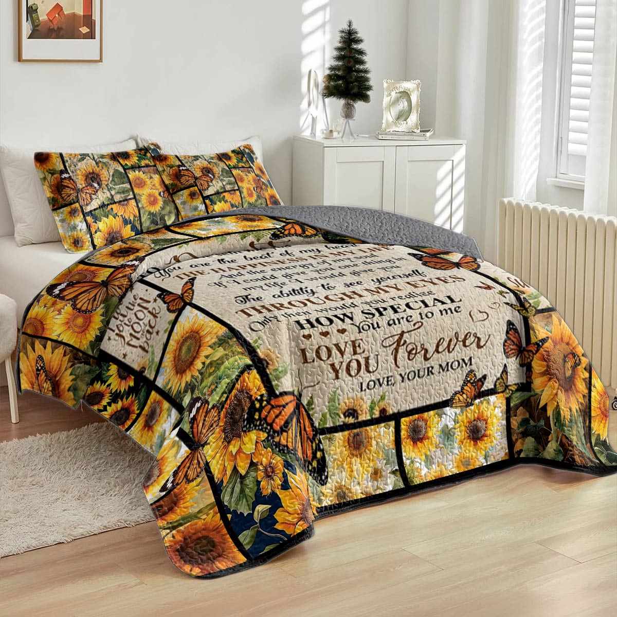 Shineful All Season Quilt 3-Piece Set Sunflower Angel