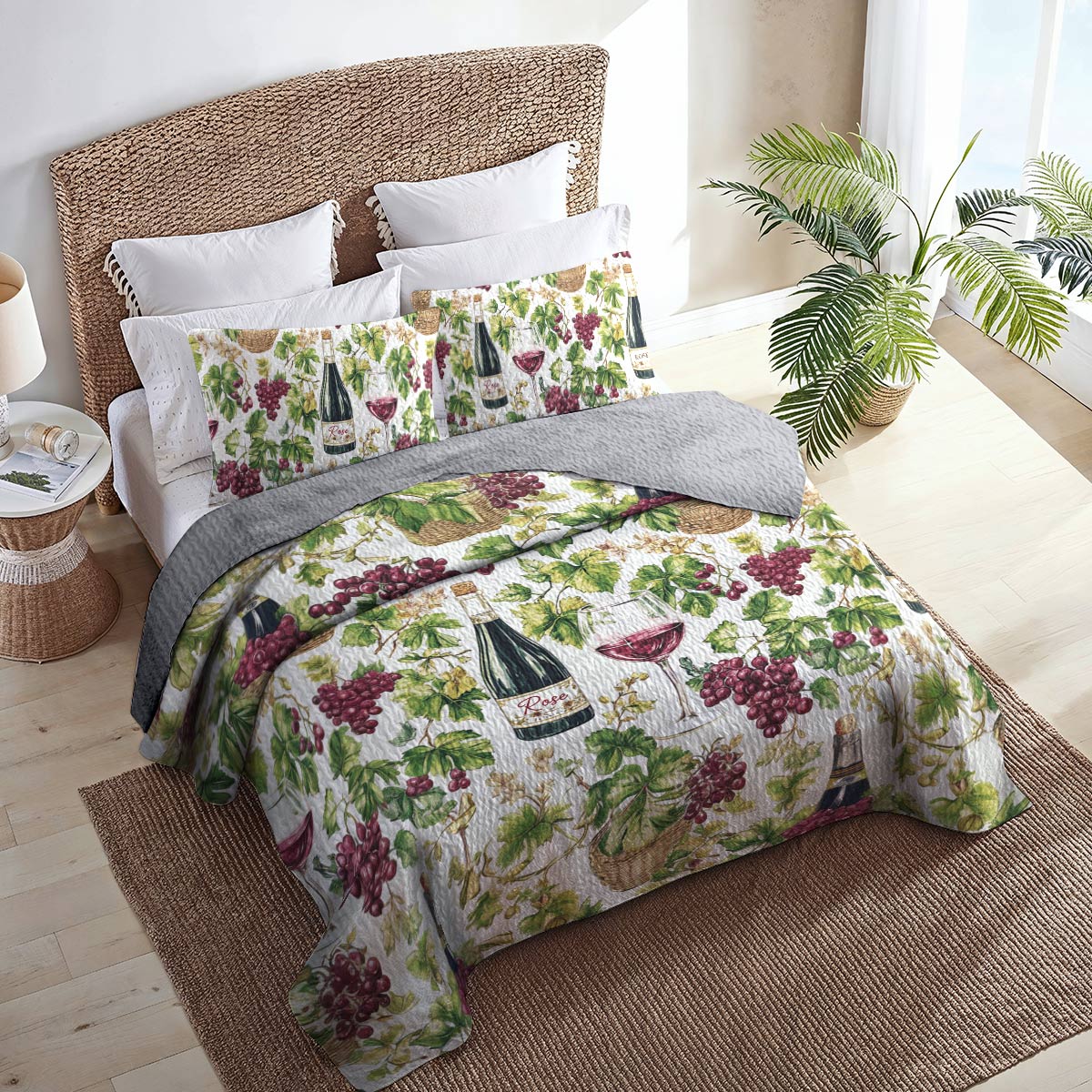 Shineful All Season Quilt 3-Piece Set Rosé Vines