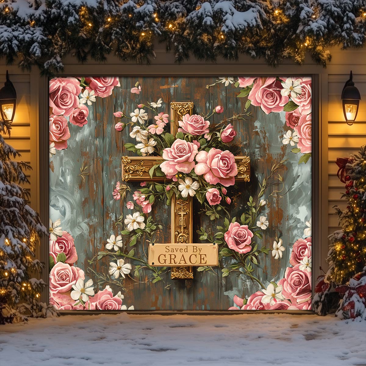Shineful Garage Door Banner Decoration Saved The Grace