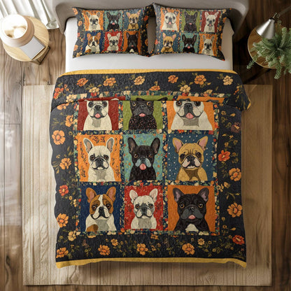 Shineful All Season Quilt 3-Piece Set Frenchie Frenzy